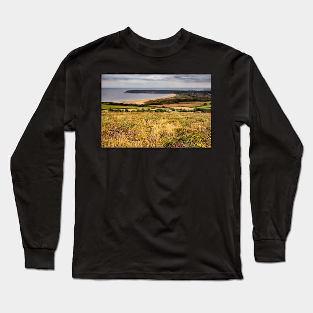 Oxwich Bay from Cefn Bryn, Gower Long Sleeve T-Shirt by dasantillo